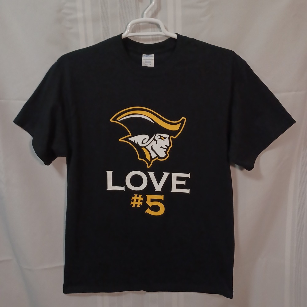 Port & Company T-Shirt Men L Black Love #5 Pirate Mascot Graphic Core Cotton Tee